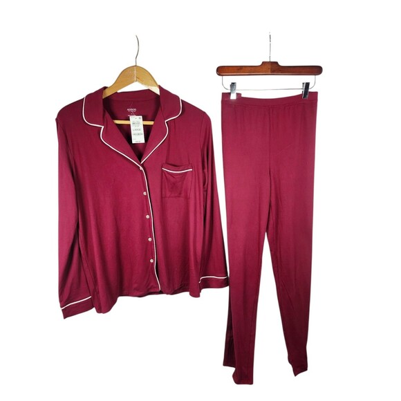 Alfani Other - ALFANI Super Soft Long-Sleeve Top & Pants Pajama Set Maroon Red Size LARGE NWT